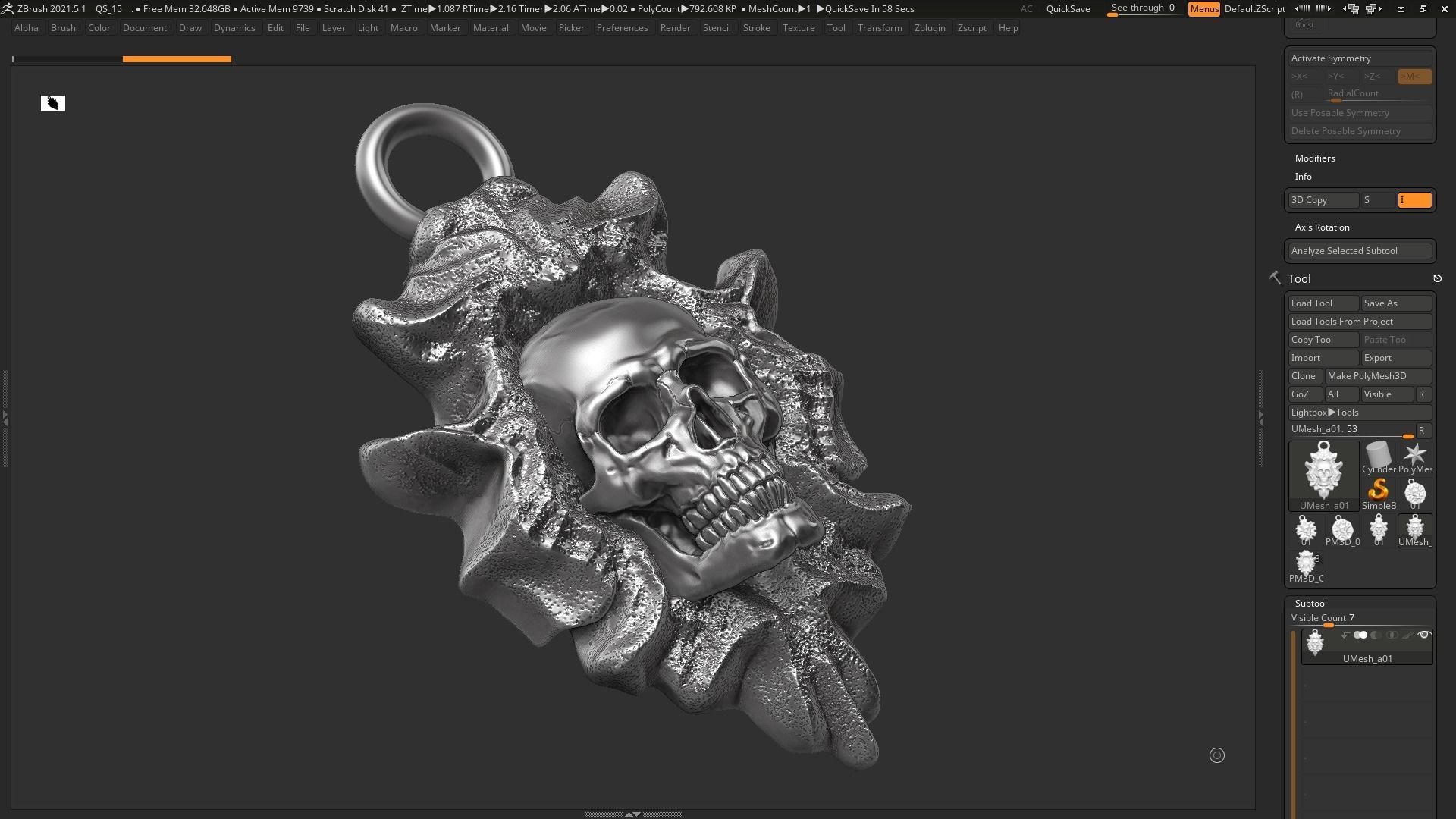 Skull Pendant 3d print model 08 3D print model_2