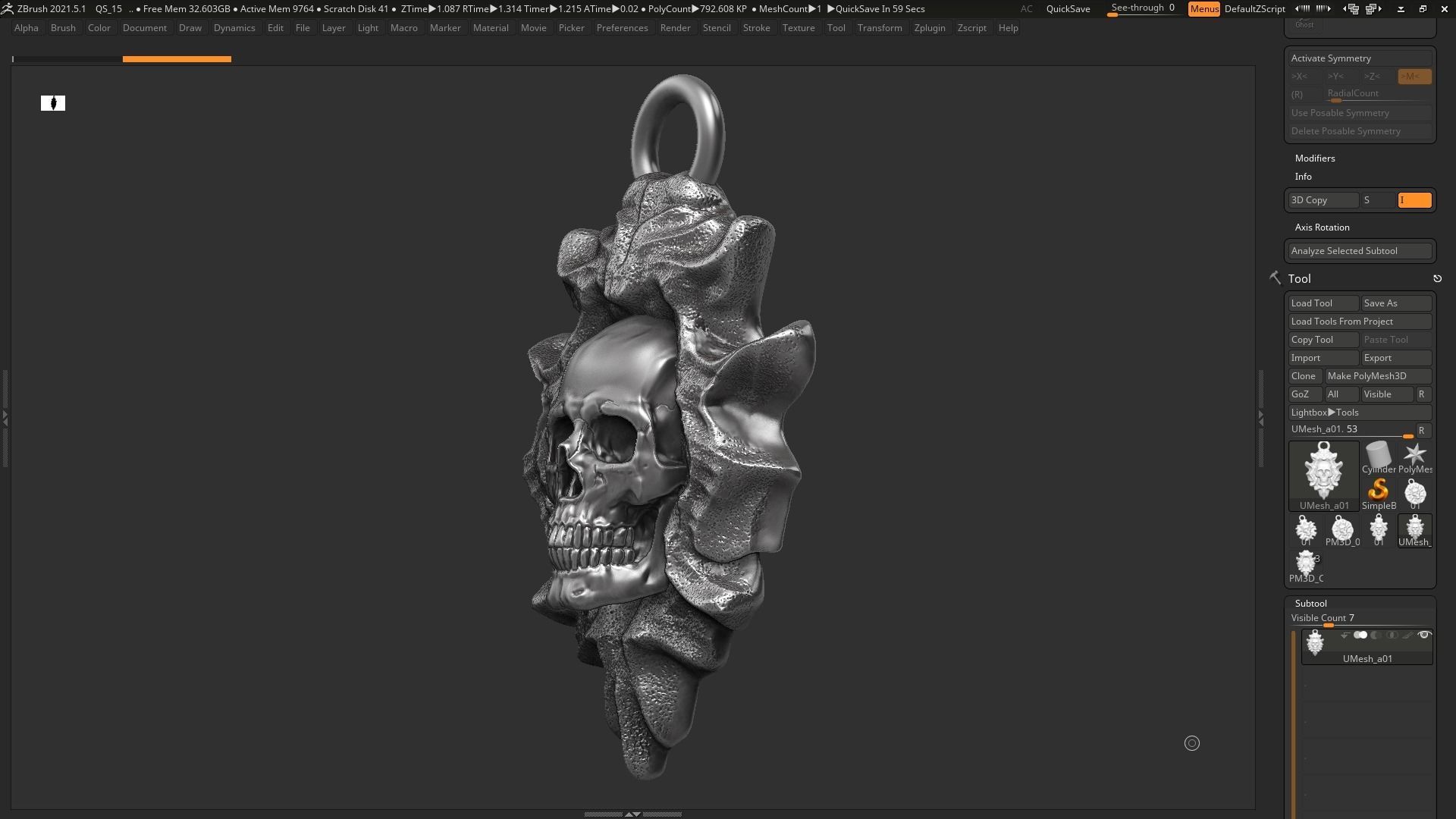 Skull Pendant 3d print model 08 3D print model_6