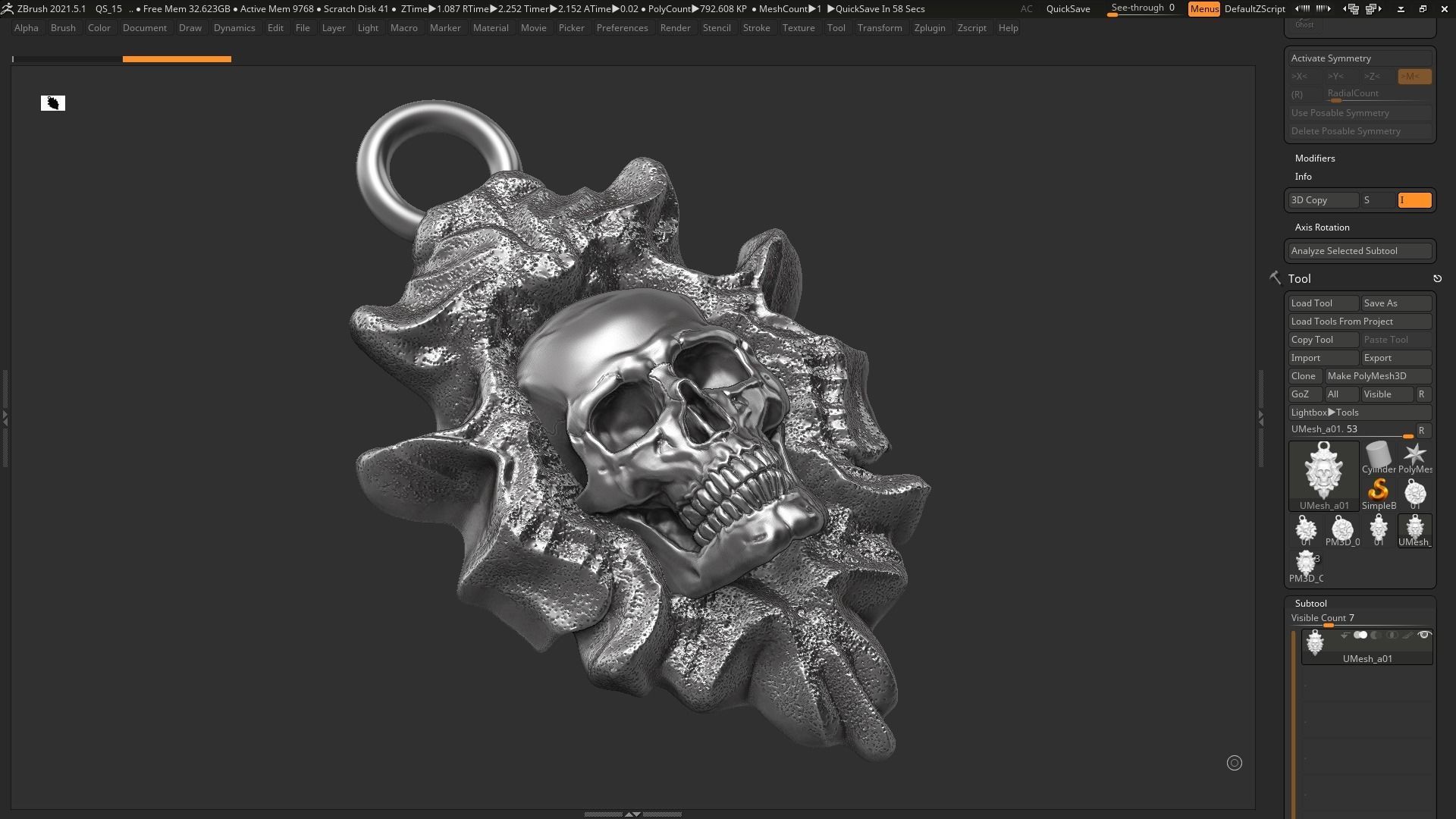 Skull Pendant 3d print model 08 3D print model_4