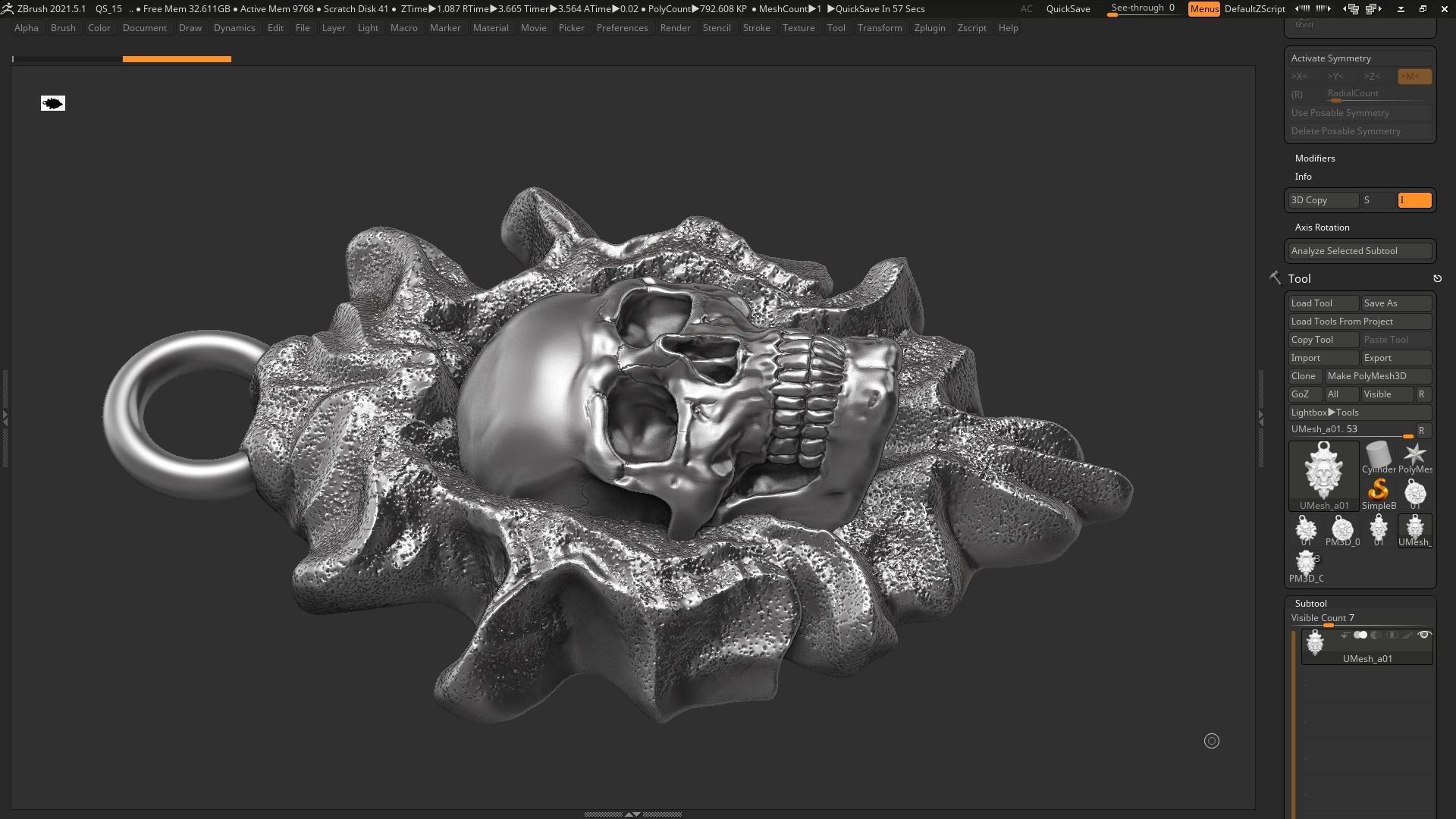 Skull Pendant 3d print model 08 3D print model_8