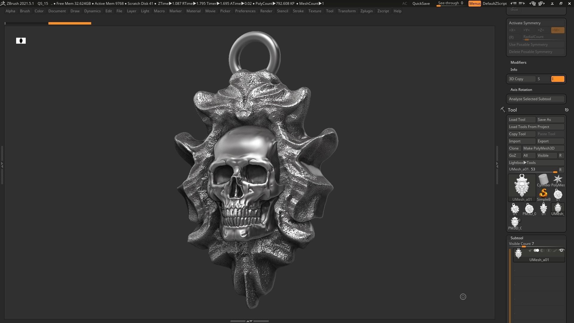Skull Pendant 3d print model 08 3D print model_5