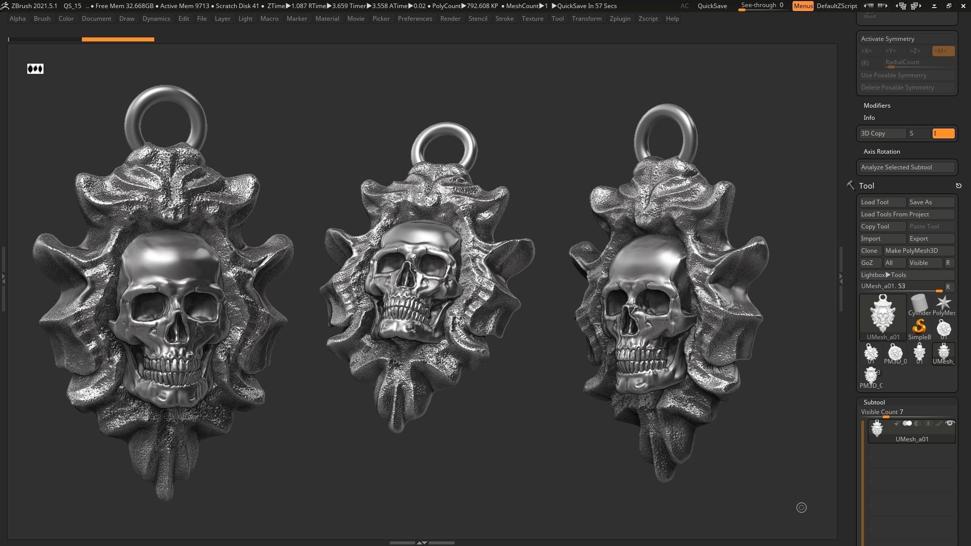 Skull Pendant 3d print model 08 3D print model_1
