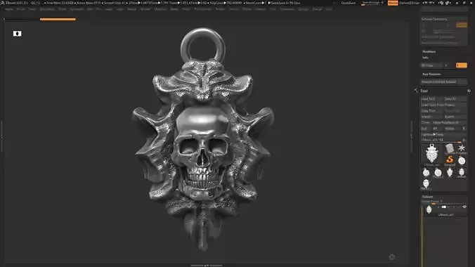 Skull Pendant 3d print model 08 3D print model