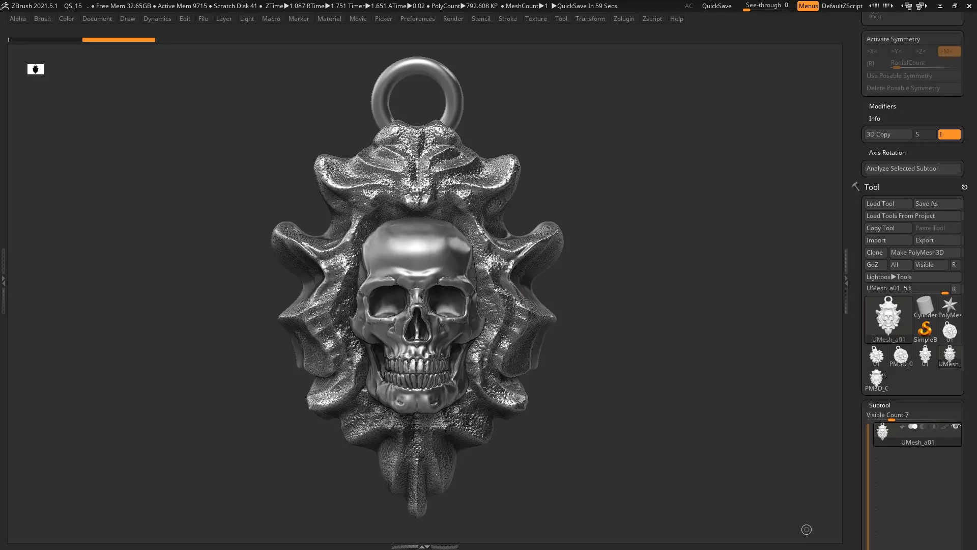 Skull Pendant 3d print model 08 3D print model_0