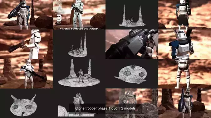 Clone trooper phase 1 duo  3D Model Collection