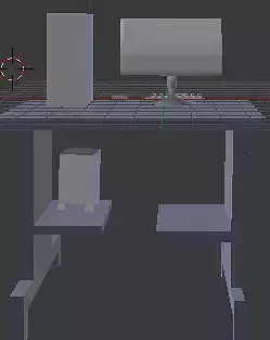 Computer 3D Model desk with two monitors and keyboard