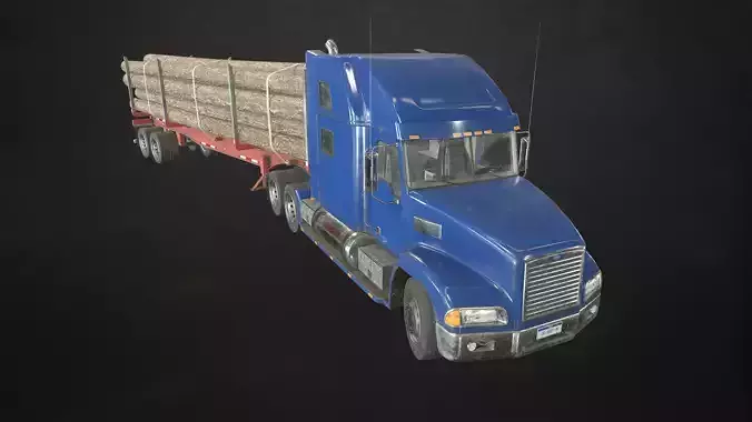 Semi Truck Log Trailer Low-poly 3D model