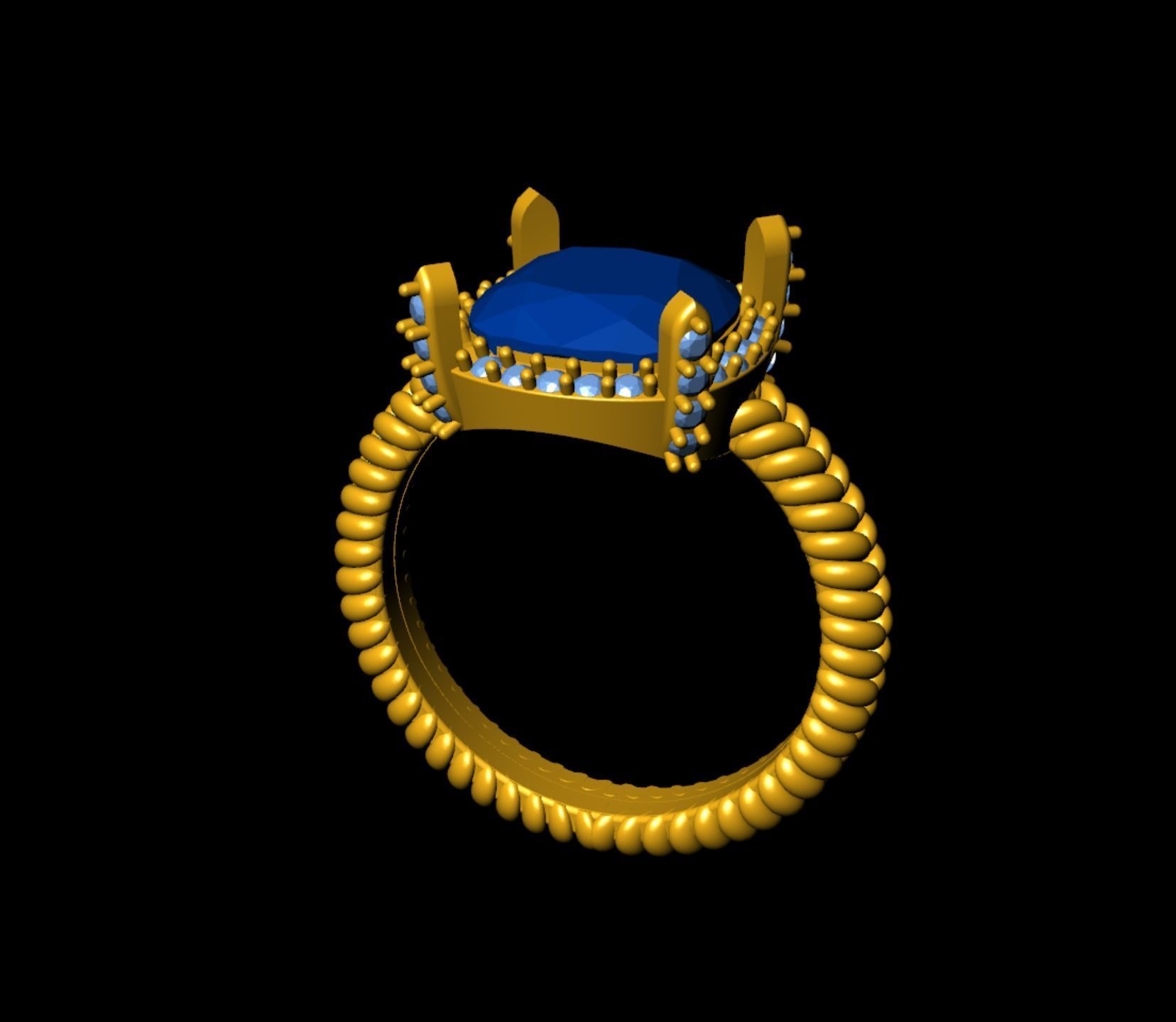 Stylish Modern Cushion Engagement  Ring 3d Model 3D print model_8