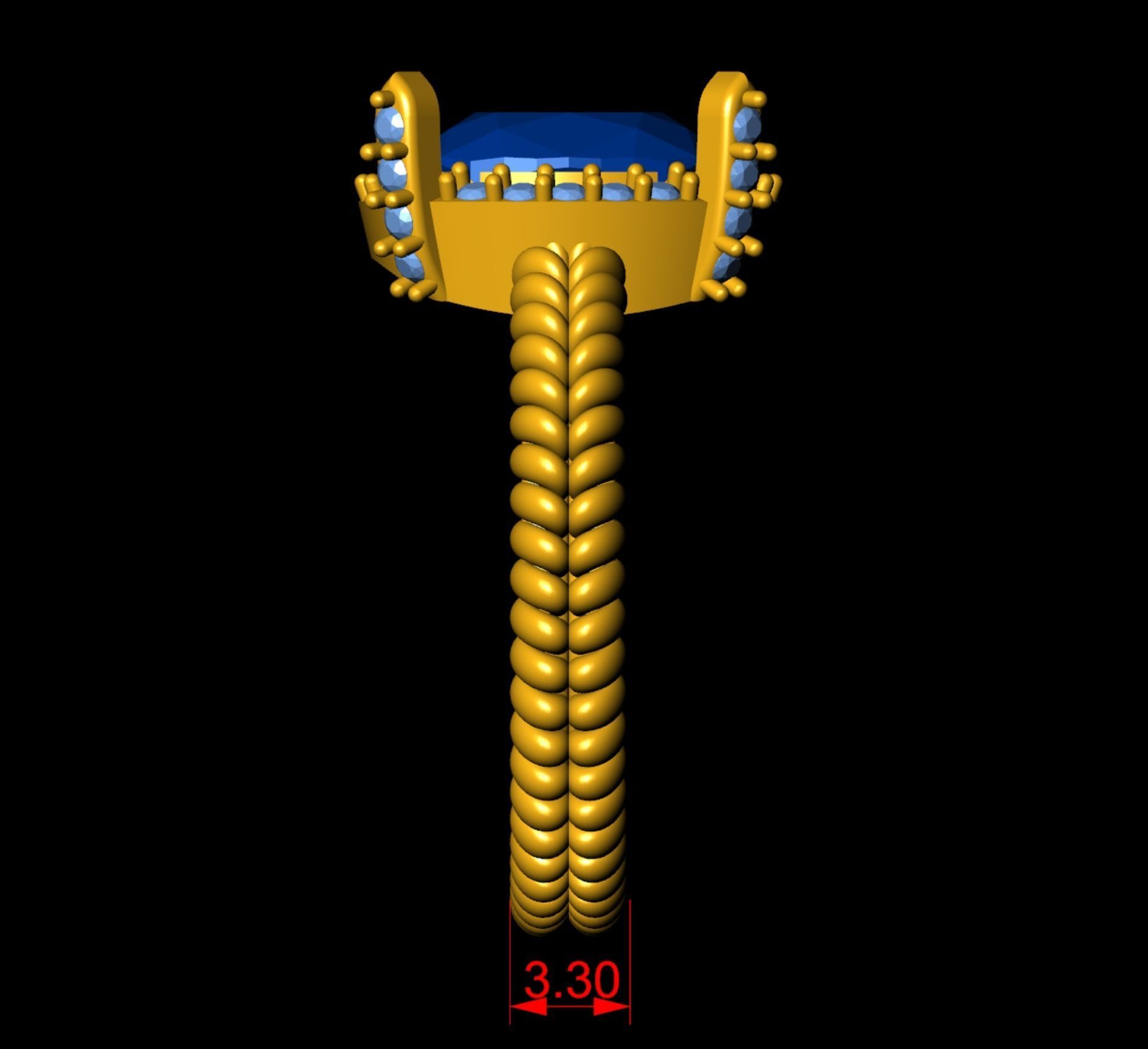 Stylish Modern Cushion Engagement  Ring 3d Model 3D print model_7