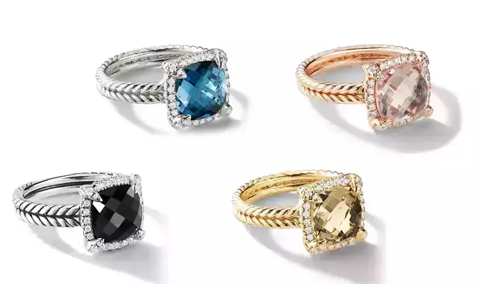 Stylish Modern Cushion Engagement  Ring 3d Model