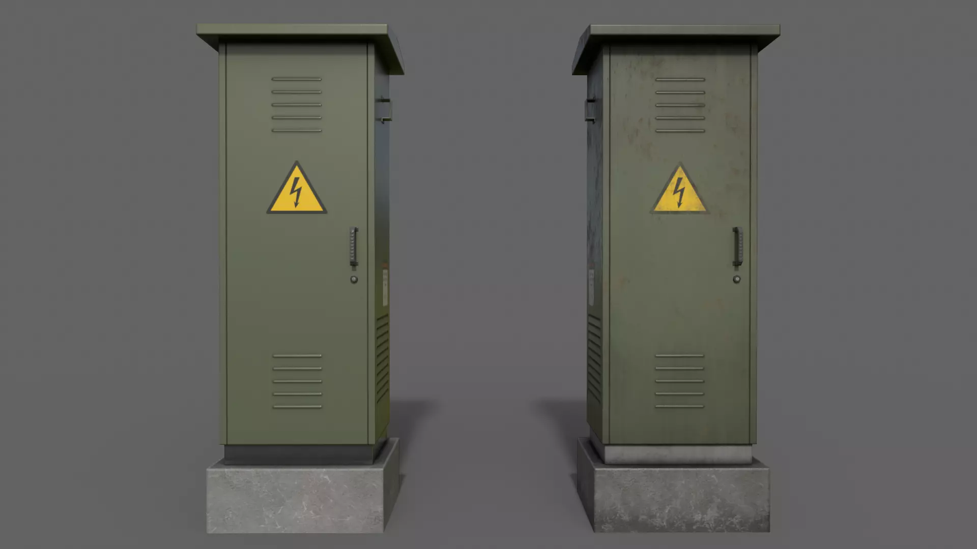 PBR Electric Box DarkGreen V2 Low-poly 3D model_0