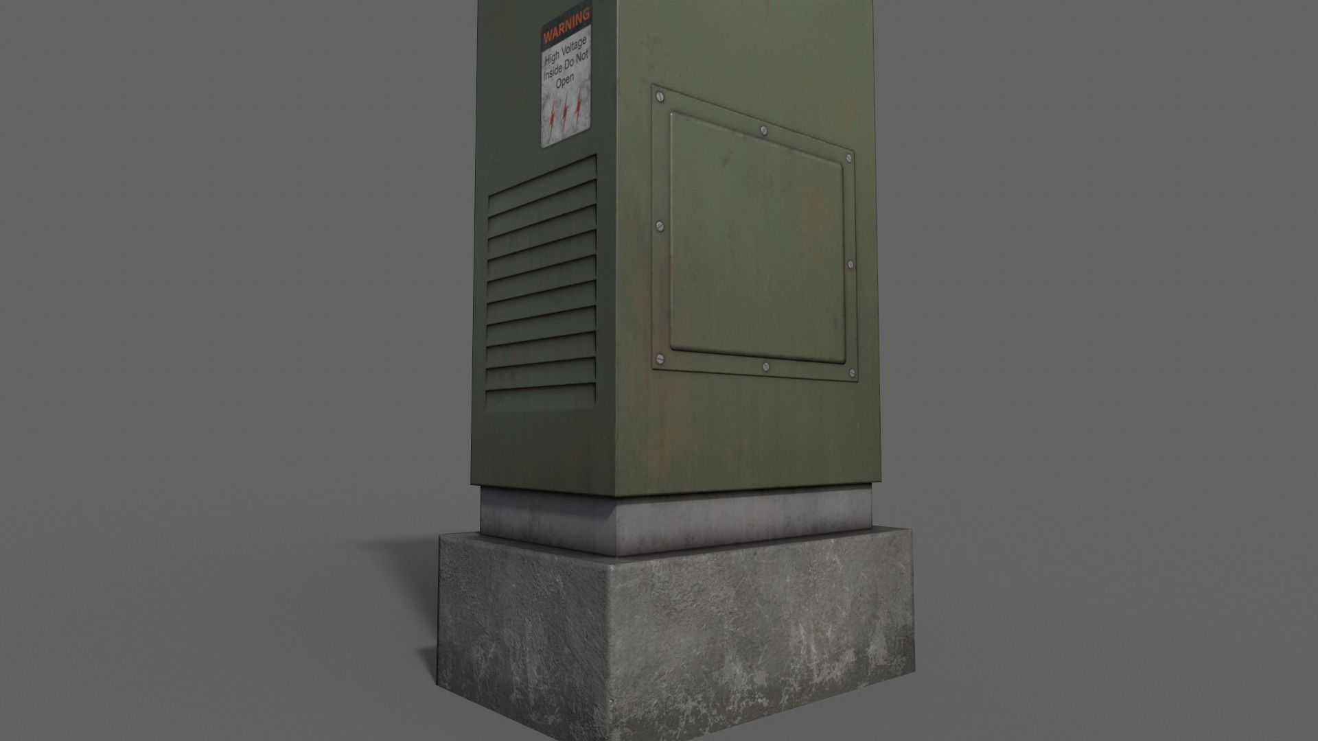 PBR Electric Box DarkGreen V2 Low-poly 3D model_14