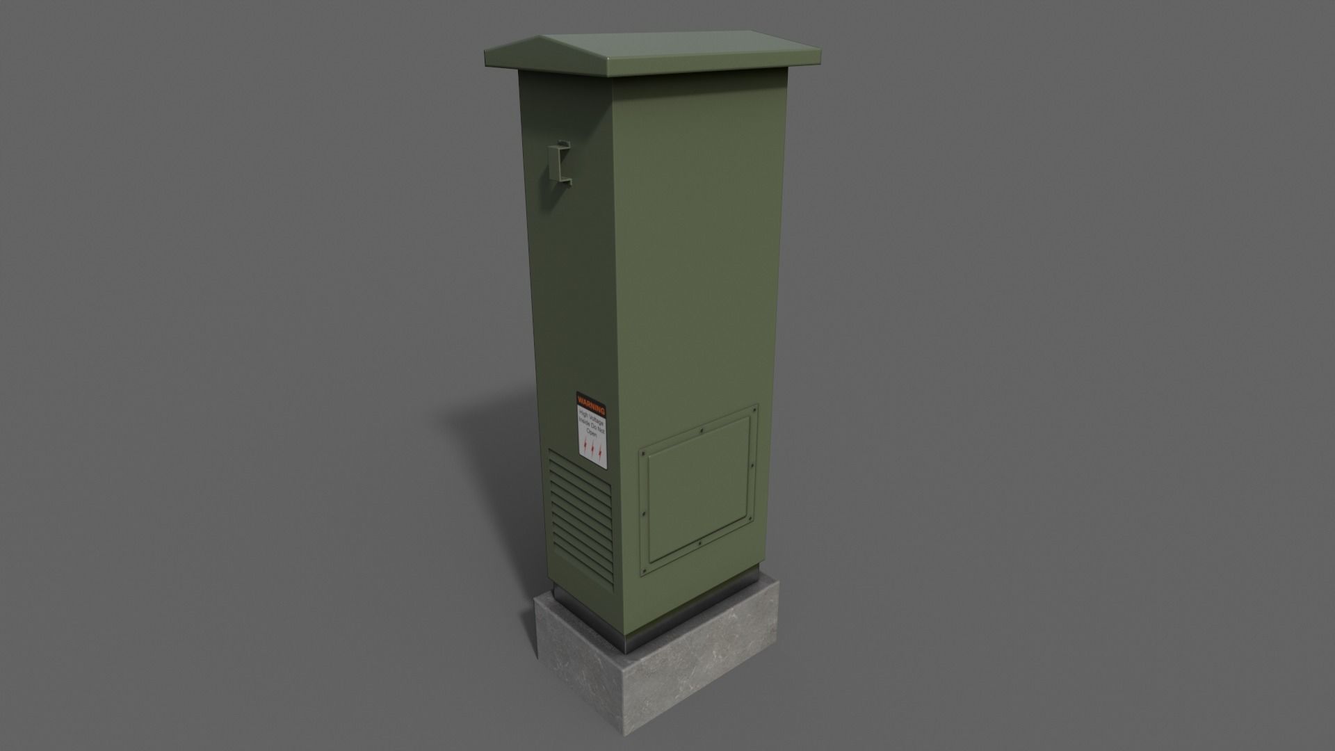 PBR Electric Box DarkGreen V2 Low-poly 3D model_6