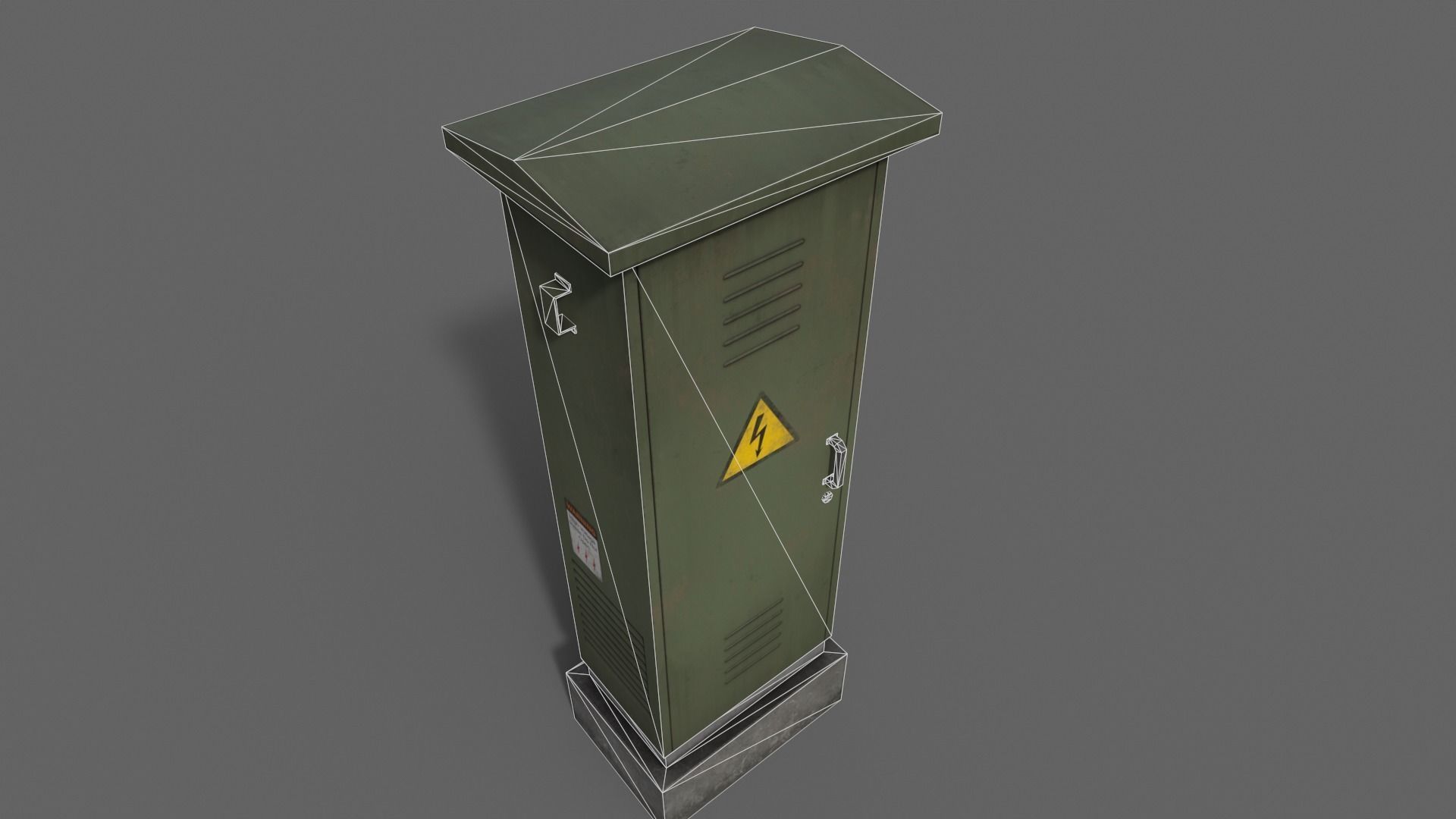 PBR Electric Box DarkGreen V2 Low-poly 3D model_17