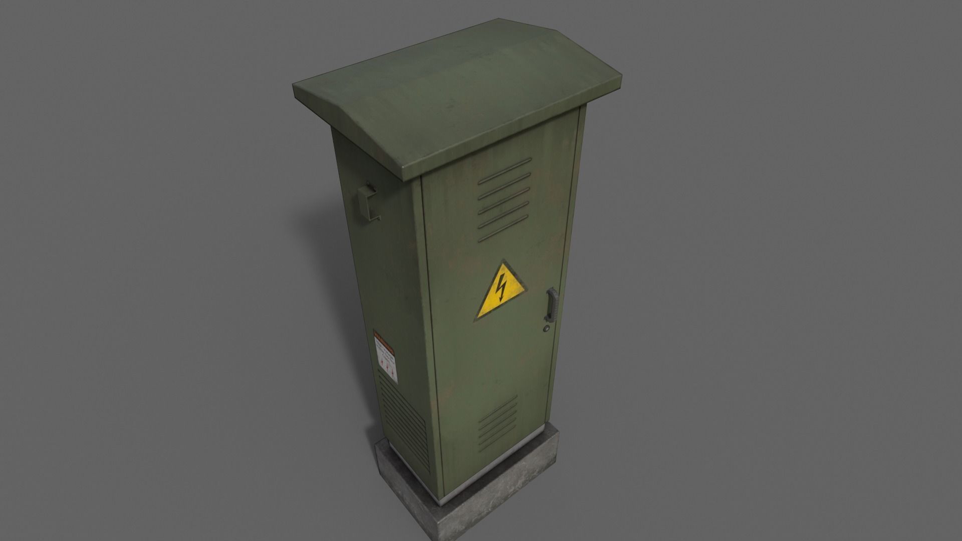 PBR Electric Box DarkGreen V2 Low-poly 3D model_10