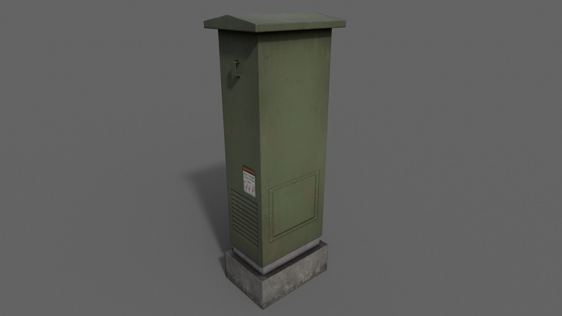 PBR Electric Box DarkGreen V2 Low-poly 3D model_13