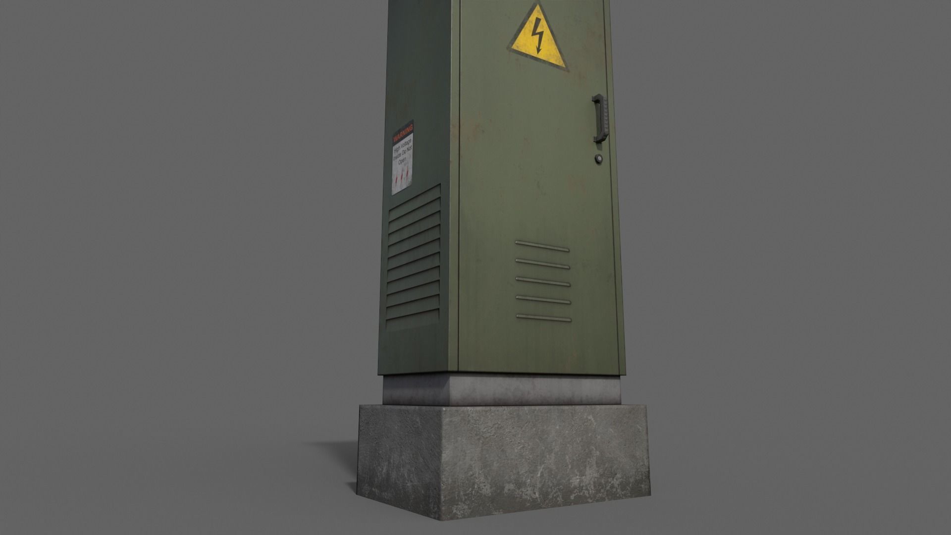 PBR Electric Box DarkGreen V2 Low-poly 3D model_11