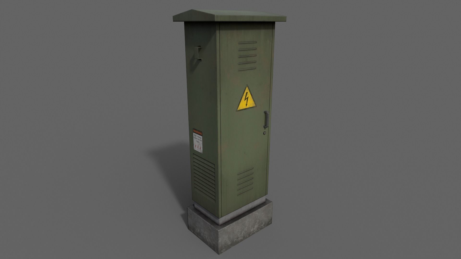 PBR Electric Box DarkGreen V2 Low-poly 3D model_9