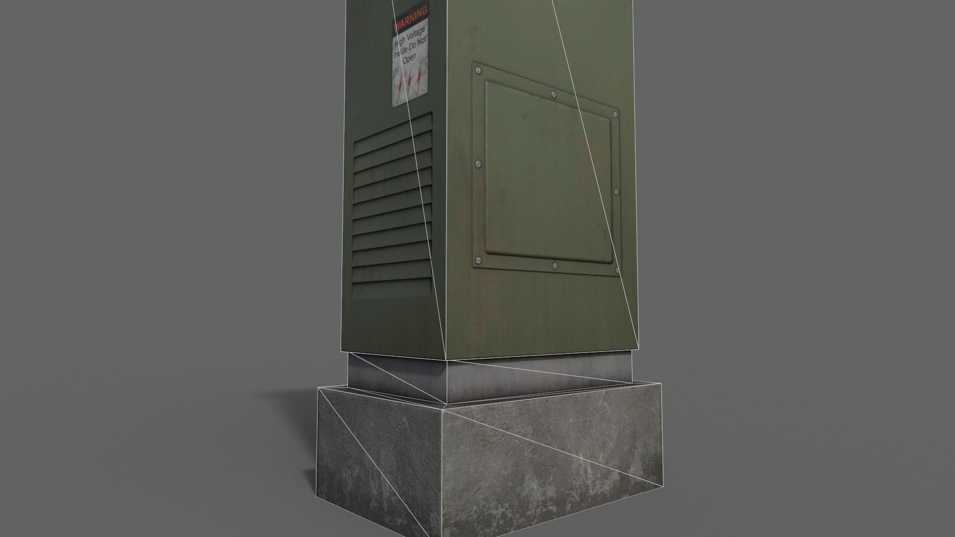 PBR Electric Box DarkGreen V2 Low-poly 3D model_21