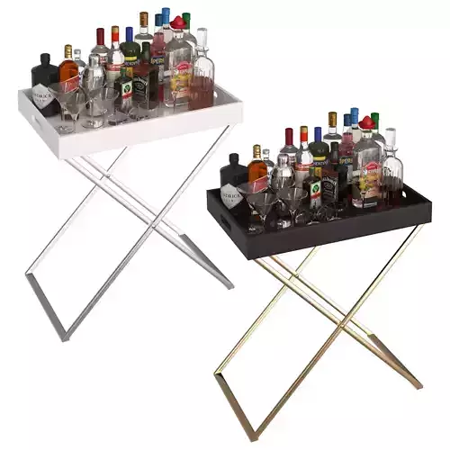 Black and White Mini Bar Beverage Tables