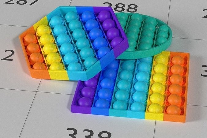 Pop-It Fidget Toy Set Low-poly 3D model
