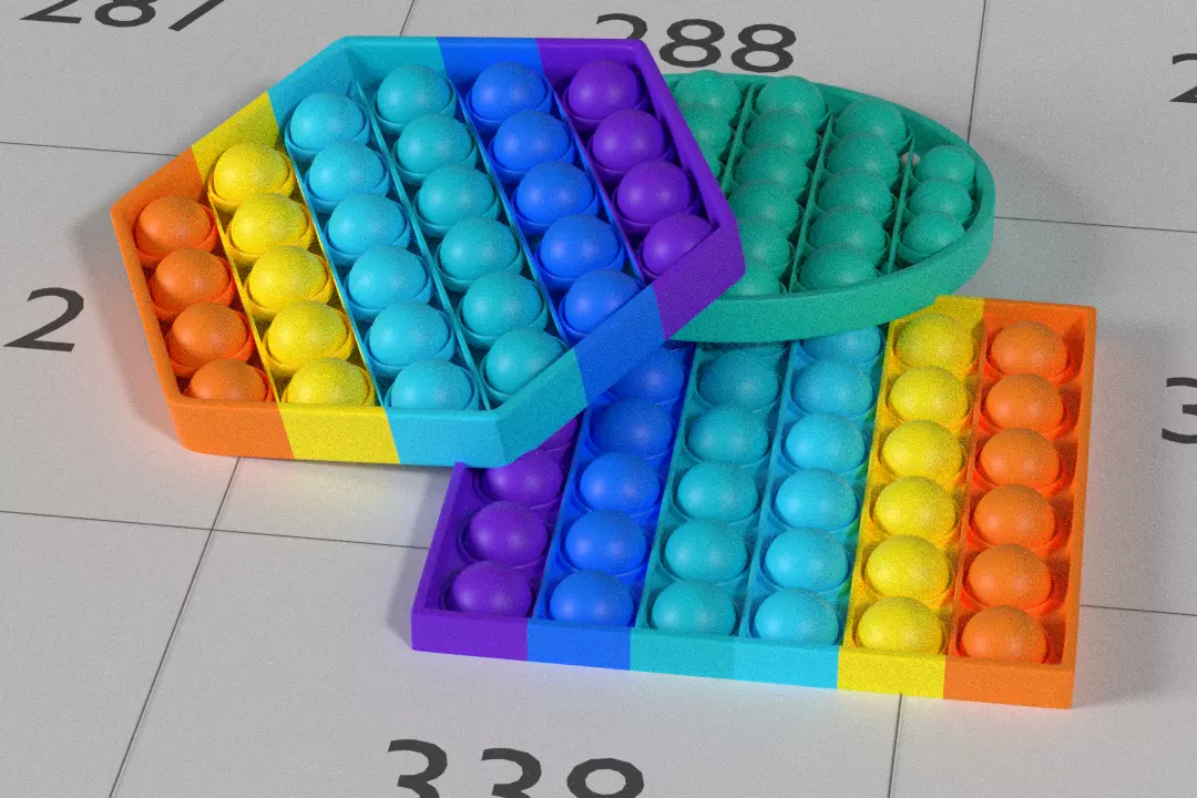 Pop-It Fidget Toy Set Low-poly 3D model_0