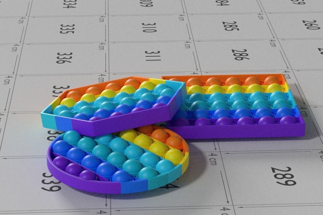 Pop-It Fidget Toy Set Low-poly 3D model_2