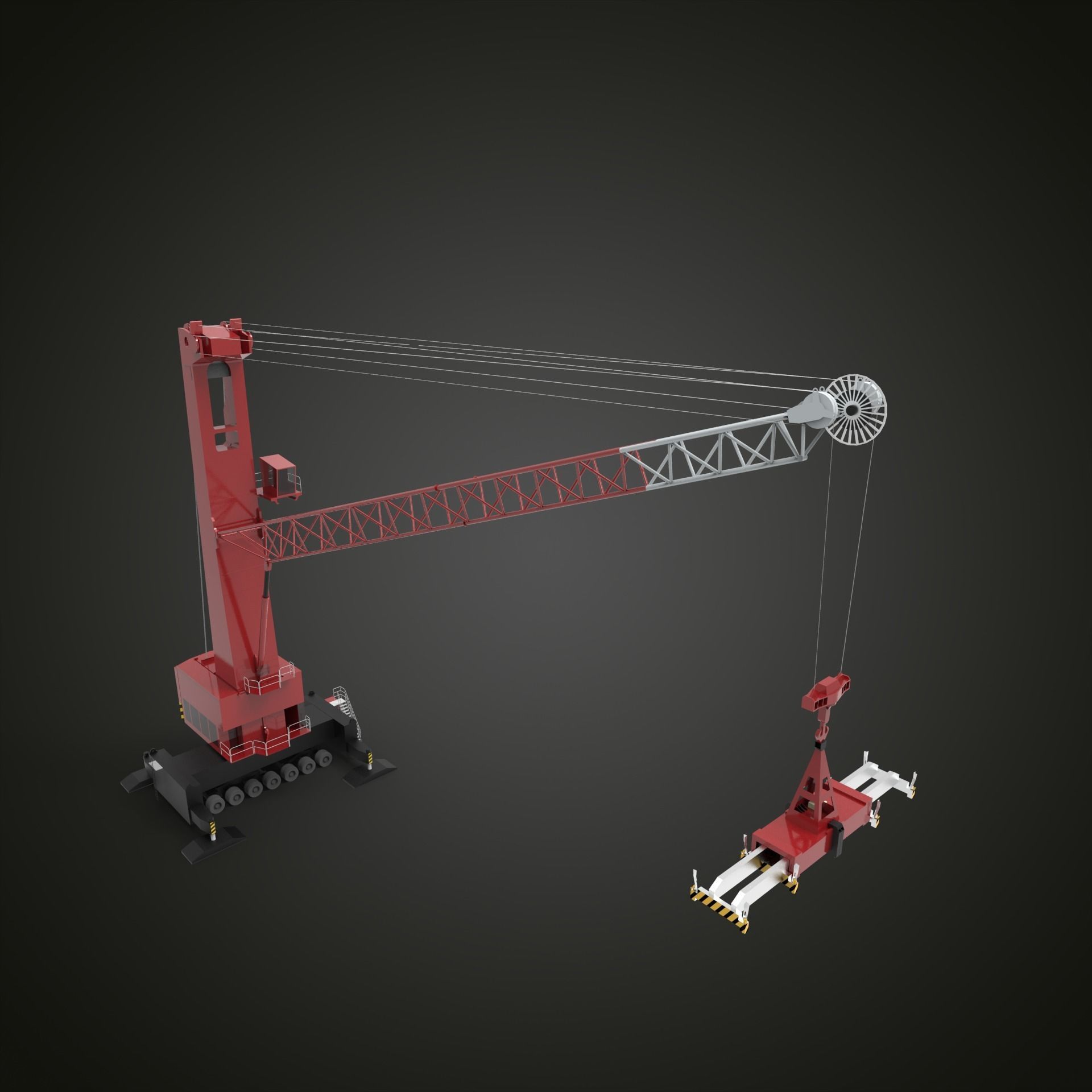 Tower container crane 3D model_3