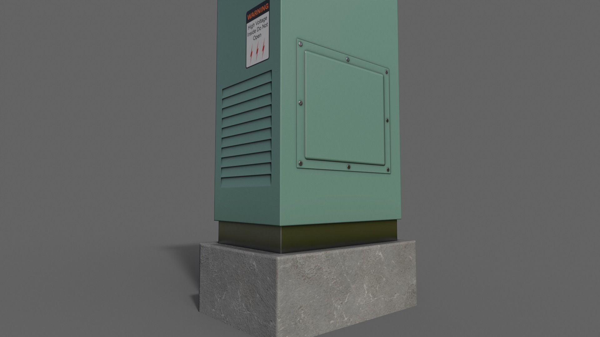 PBR Electric Box Green V2 Low-poly 3D model_7