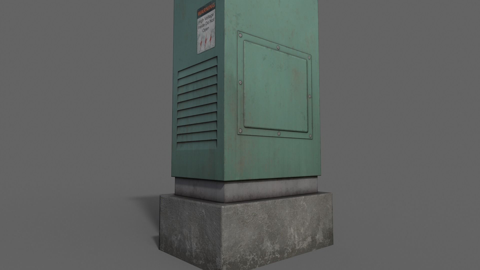 PBR Electric Box Green V2 Low-poly 3D model_14