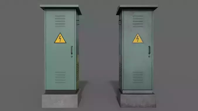 PBR Electric Box Green V2 Low-poly 3D model