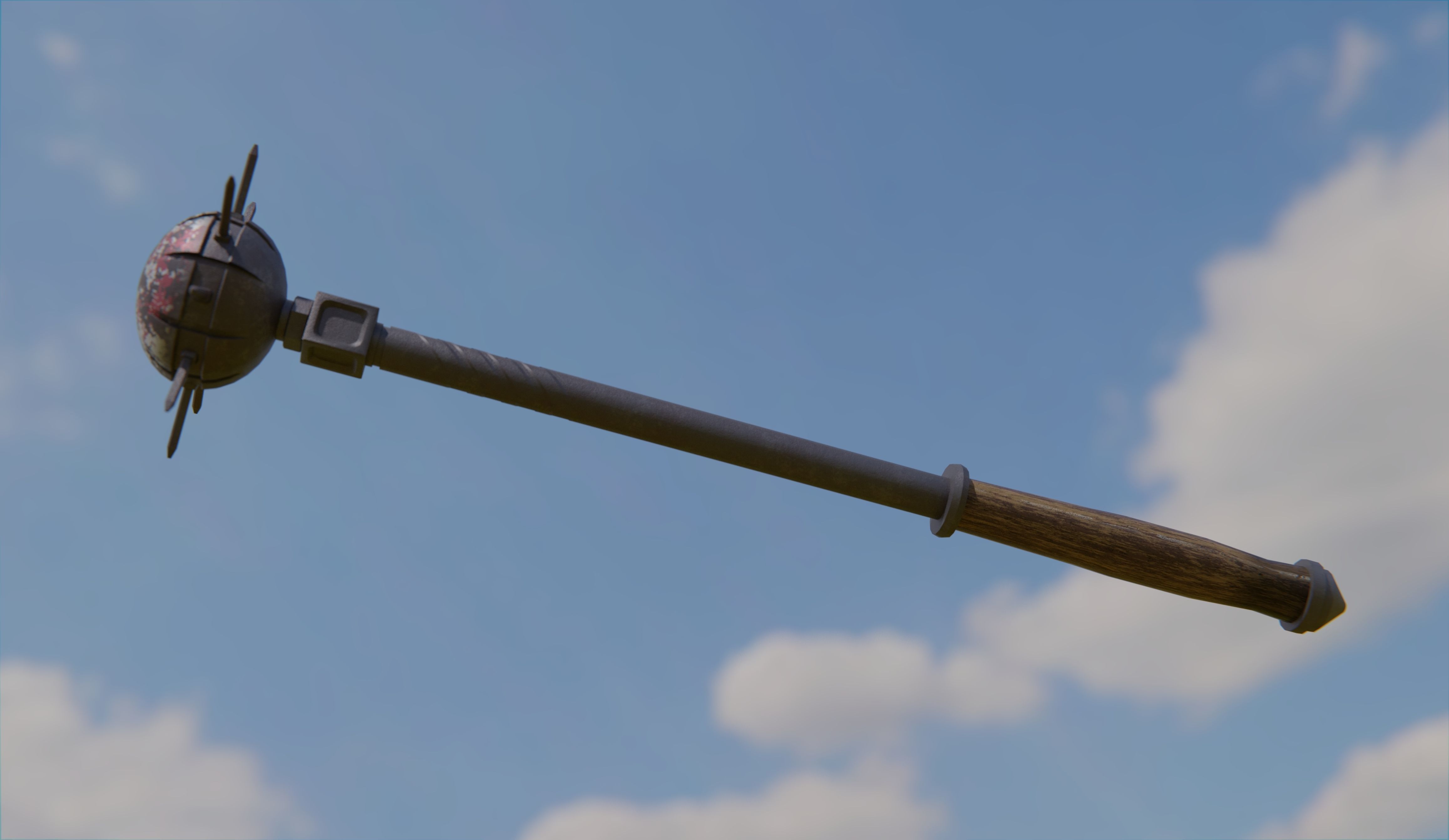 bludgeon  mace  medieval blunt weapon weapon Low-poly 3D model_3