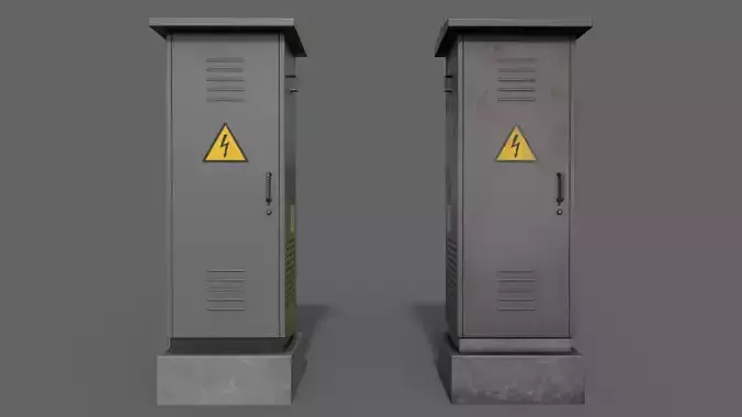PBR Electric Box Grey V2 Low-poly 3D model