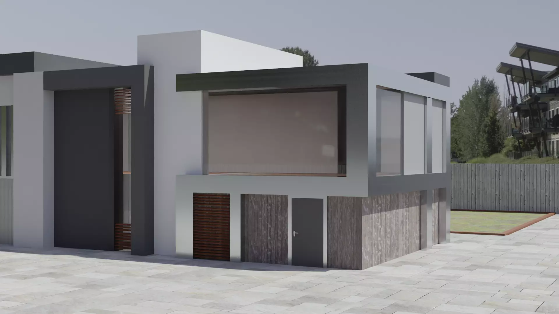 Modern House Exterior  Free 3D model_0