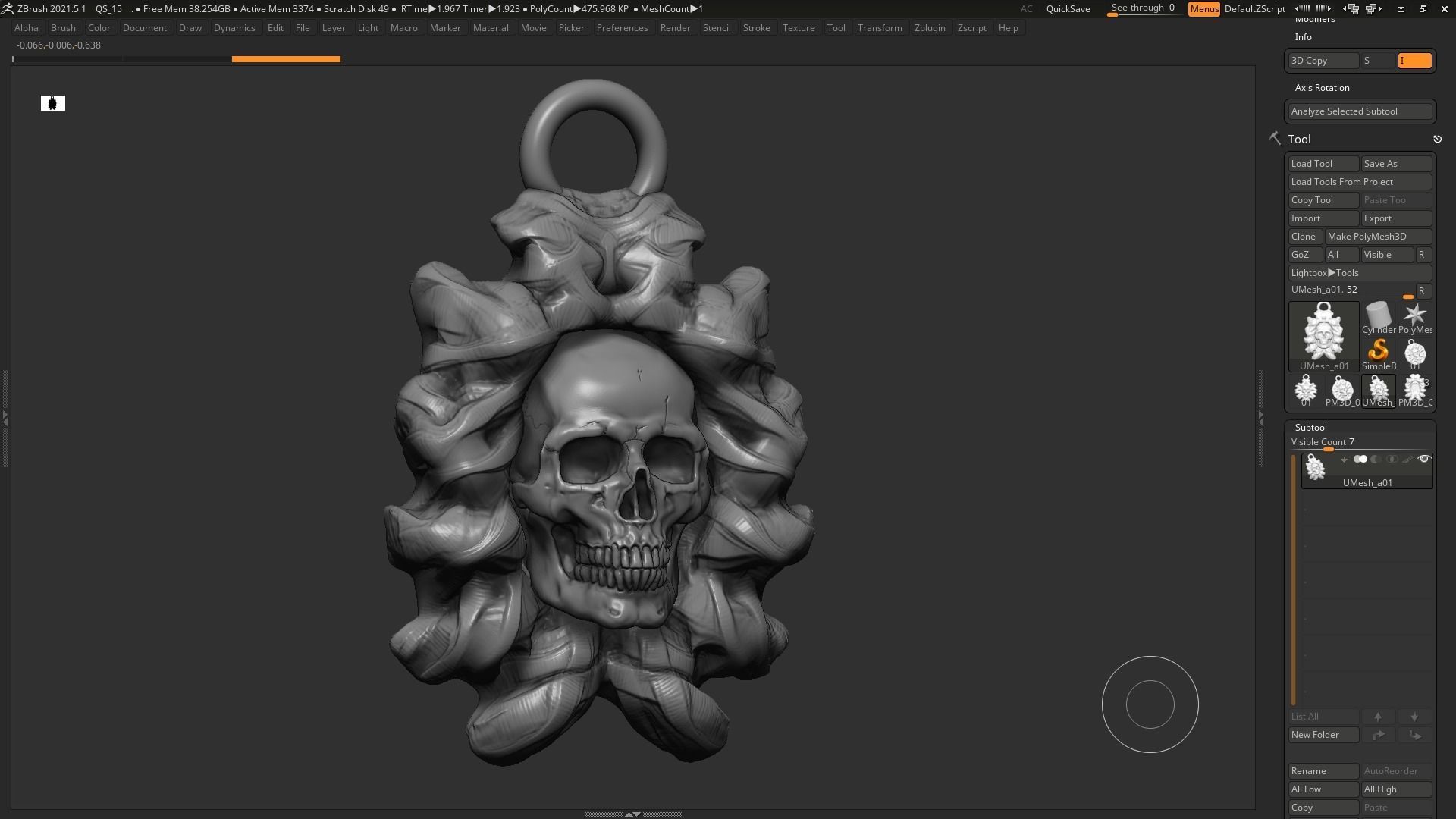 Skull Pendant 3d print model 09 3D print model_4