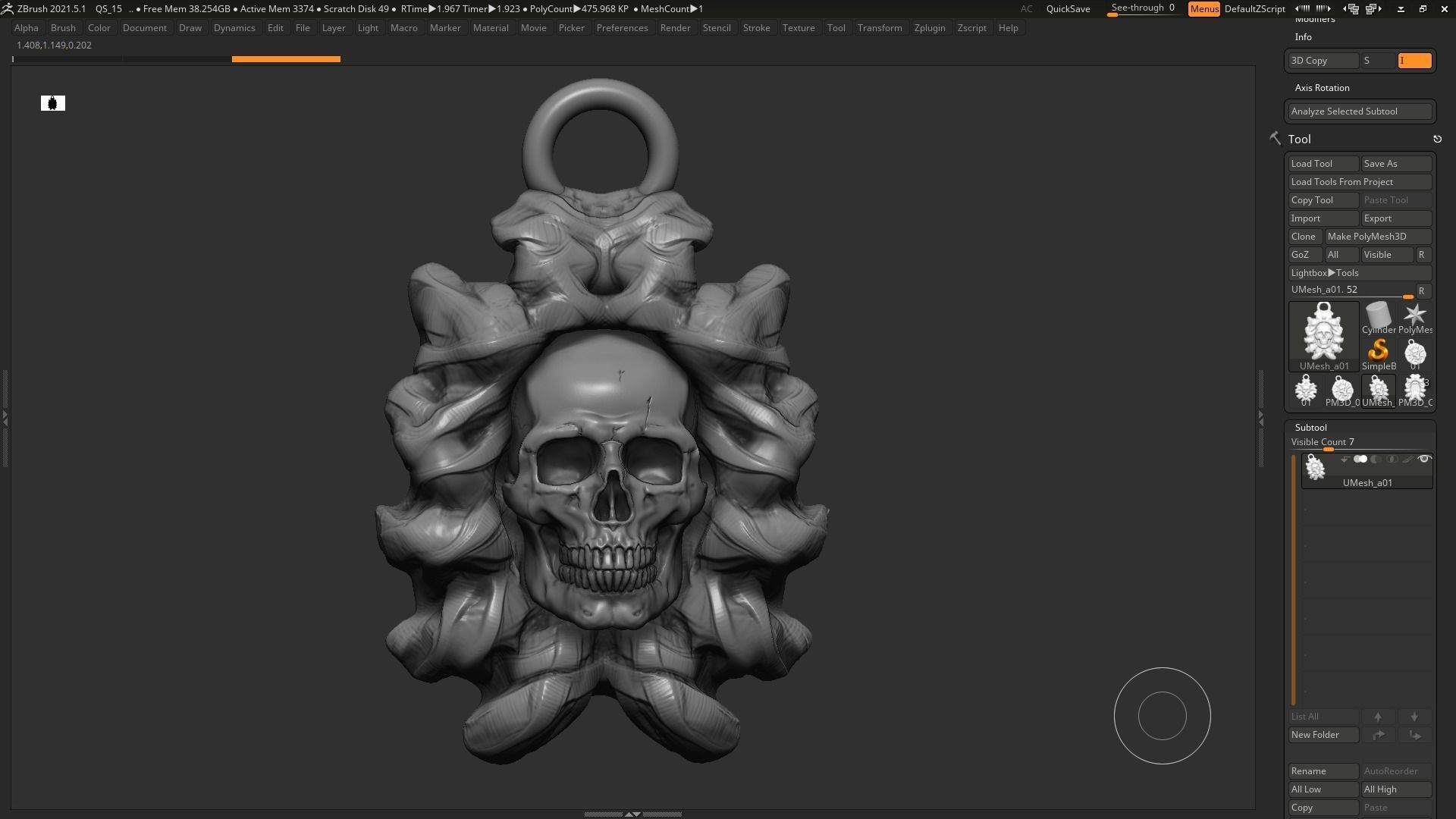 Skull Pendant 3d print model 09 3D print model_3