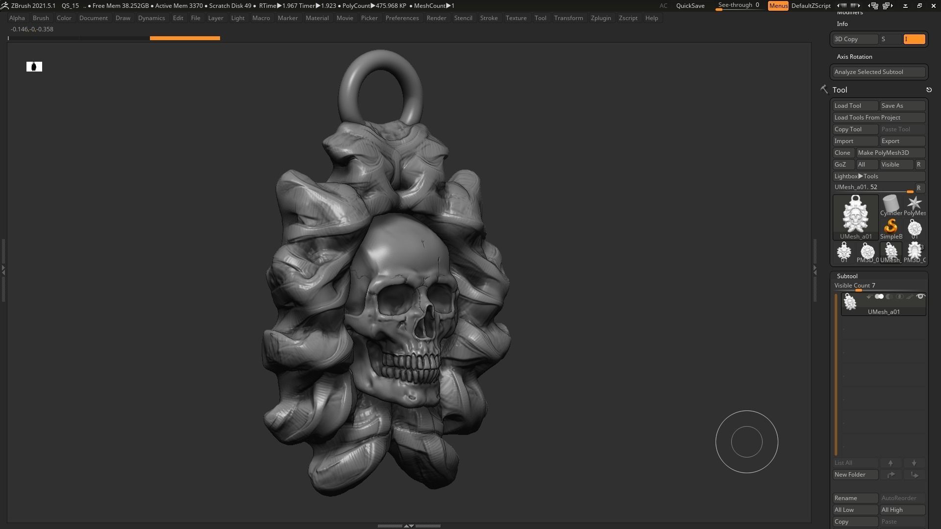 Skull Pendant 3d print model 09 3D print model_5