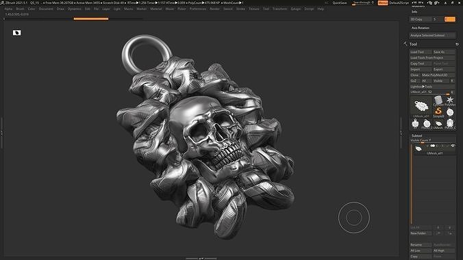 Skull Pendant 3d print model 09 3D print model