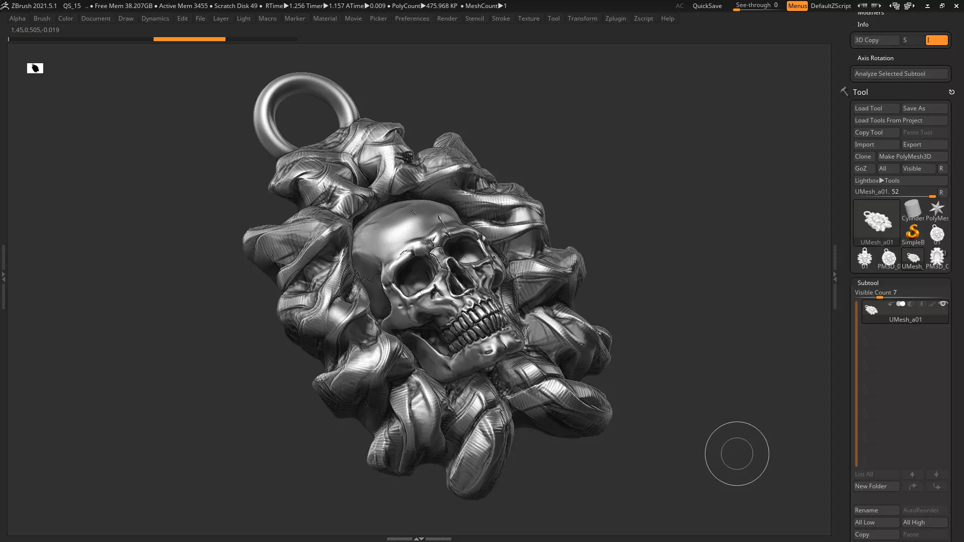 Skull Pendant 3d print model 09 3D print model_0