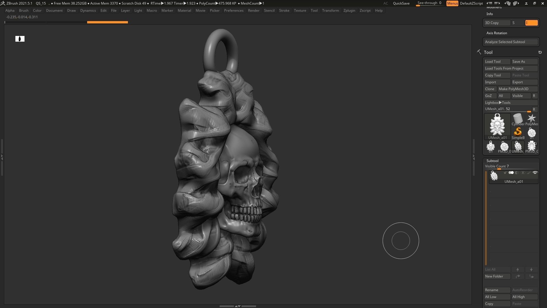 Skull Pendant 3d print model 09 3D print model_6
