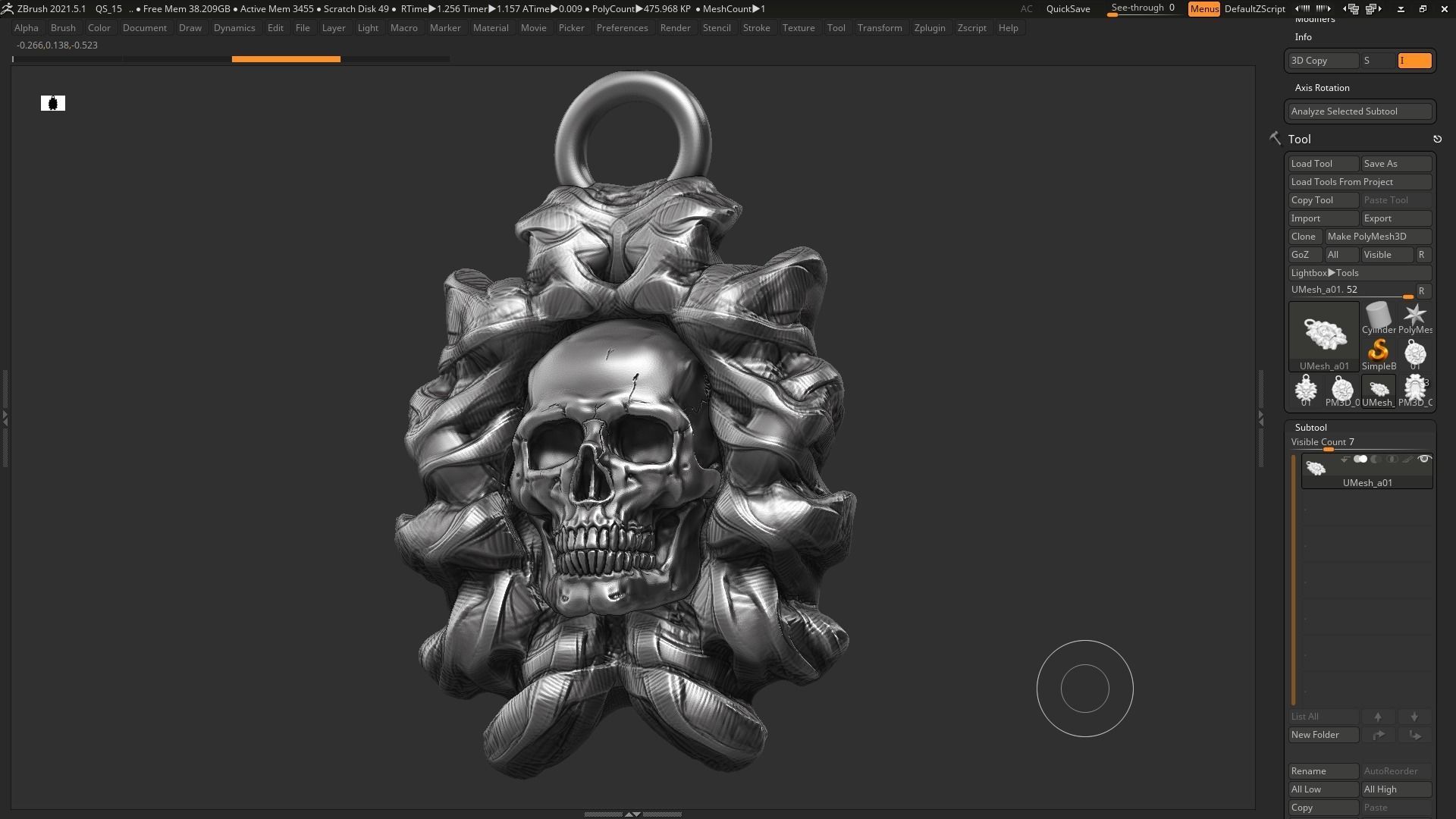Skull Pendant 3d print model 09 3D print model_1