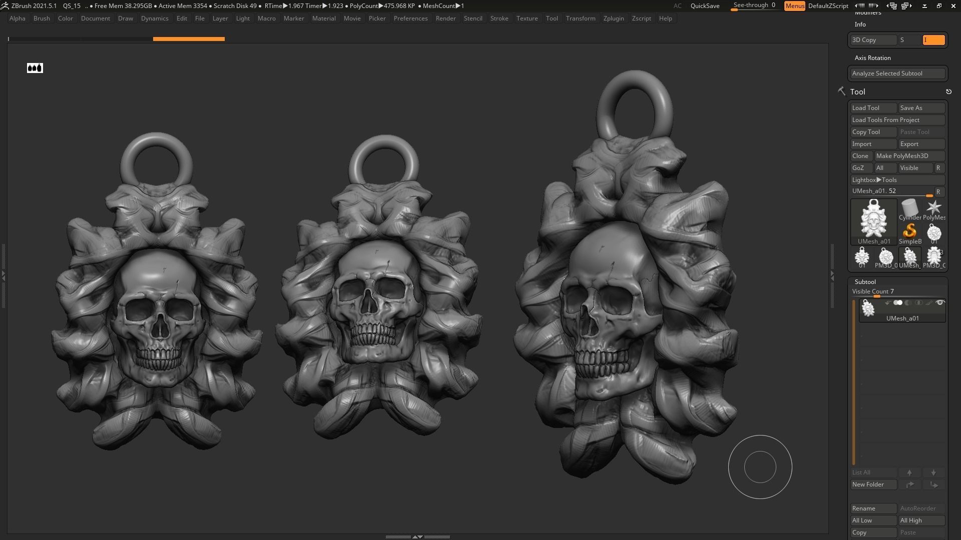 Skull Pendant 3d print model 09 3D print model_2