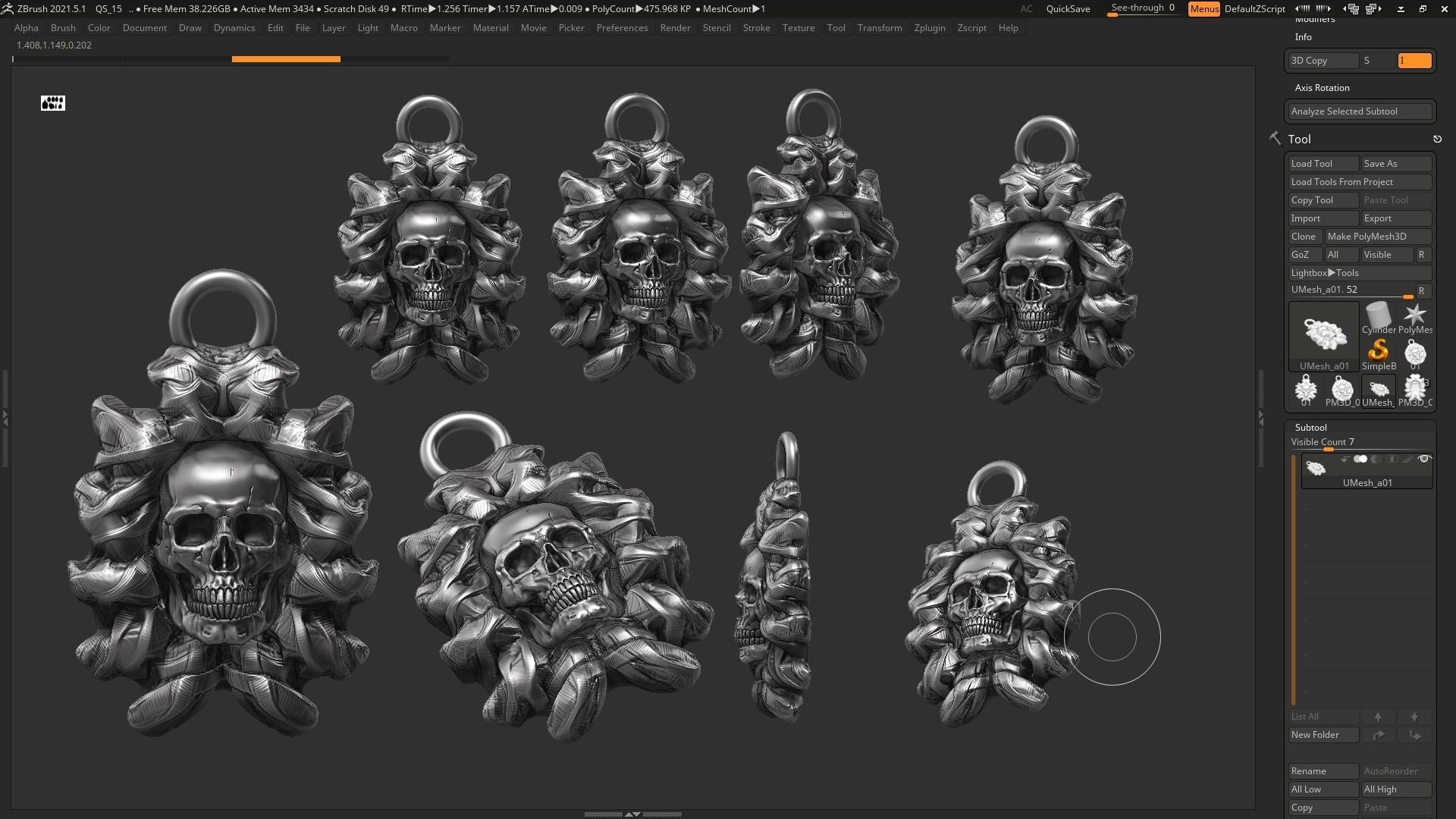 Skull Pendant 3d print model 09 3D print model_8