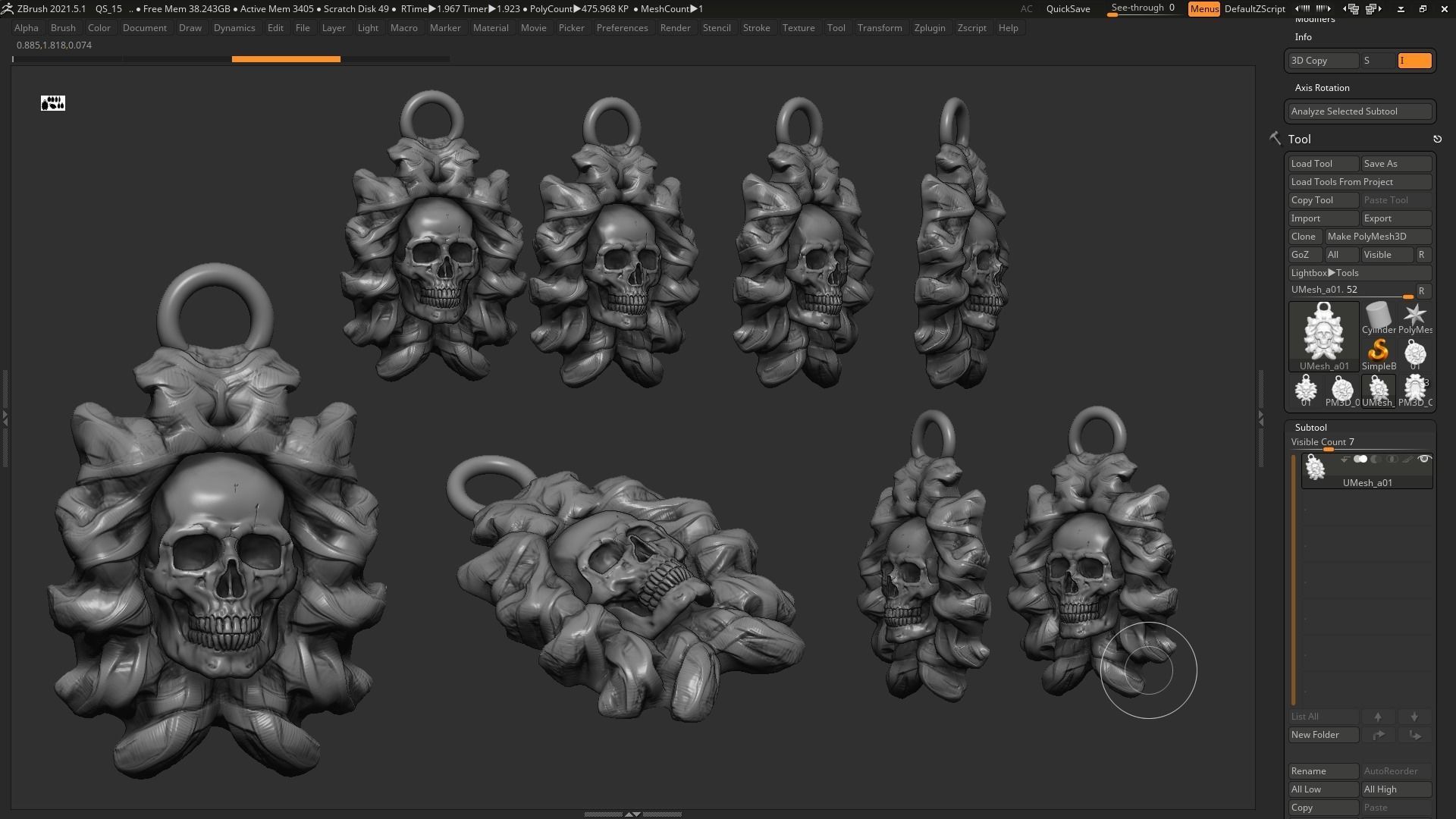 Skull Pendant 3d print model 09 3D print model_7