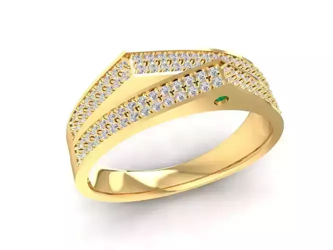 Modern Multi Row Diamond Ruby Emerald Ring for Women 3D Mod 1155
