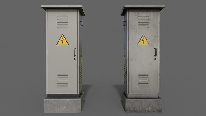 PBR Electric Box LightGrey V2 Low-poly 3D model