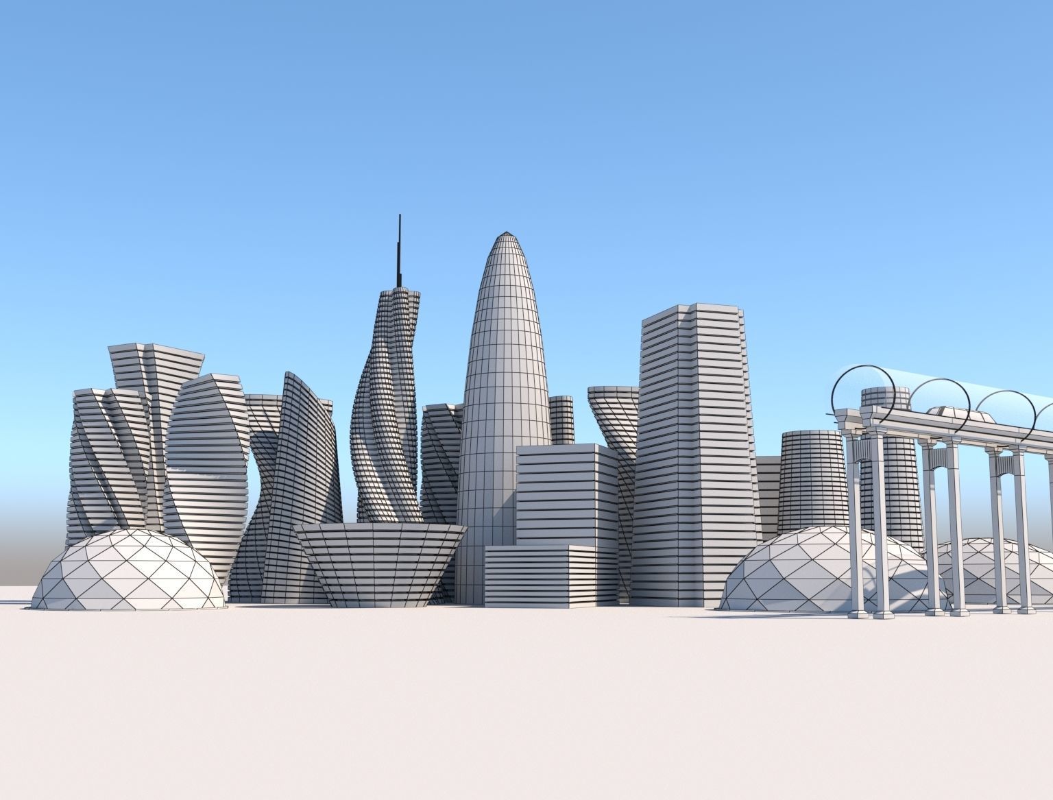 Futuristic City Royalty Free 3D model_4