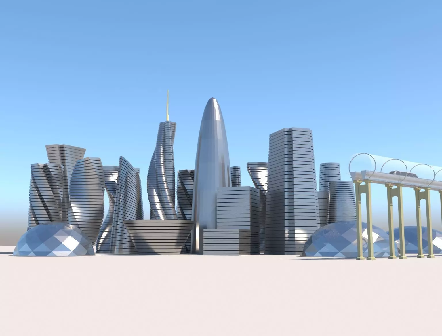 Futuristic City Royalty Free 3D model_0
