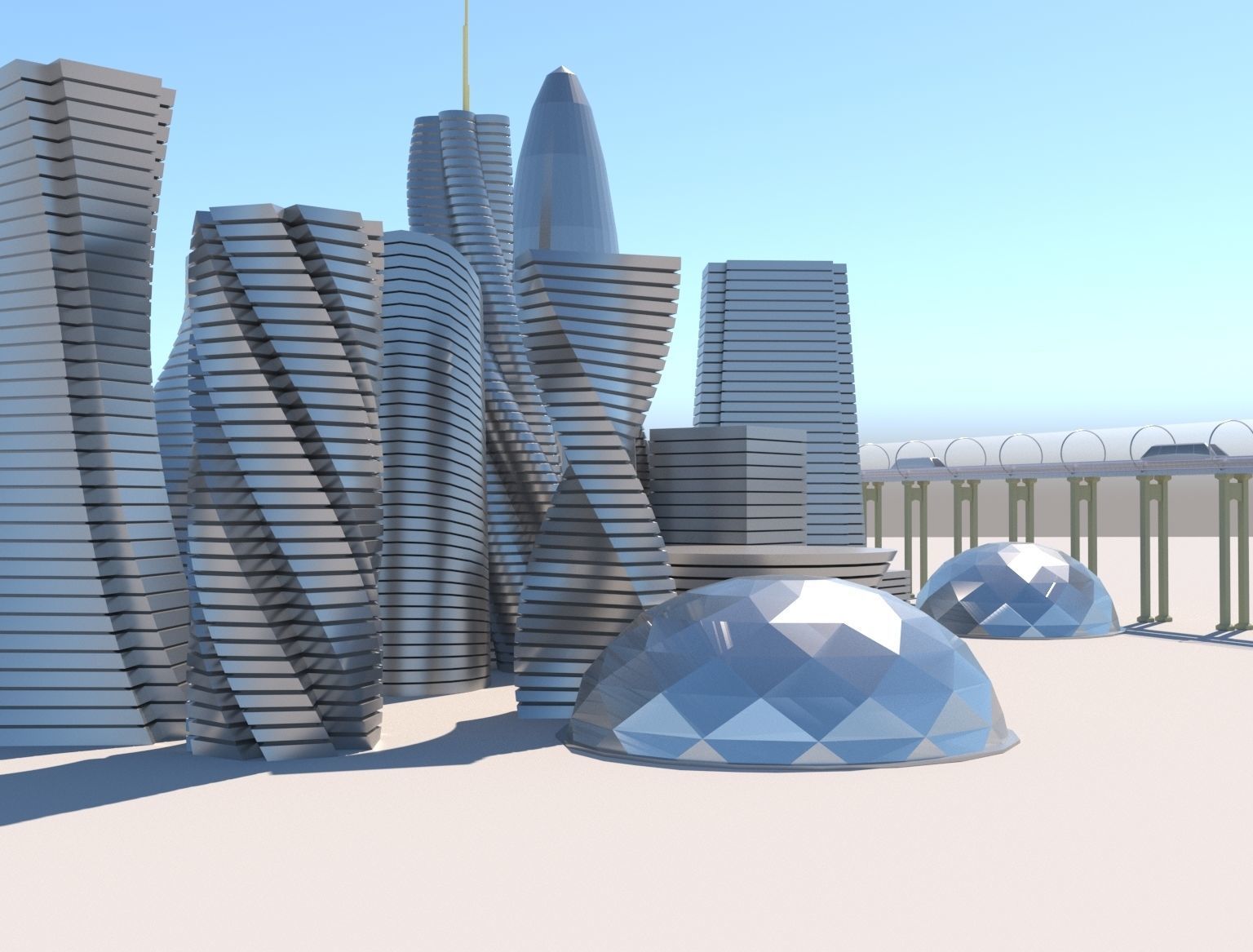 Futuristic City Royalty Free 3D model_3