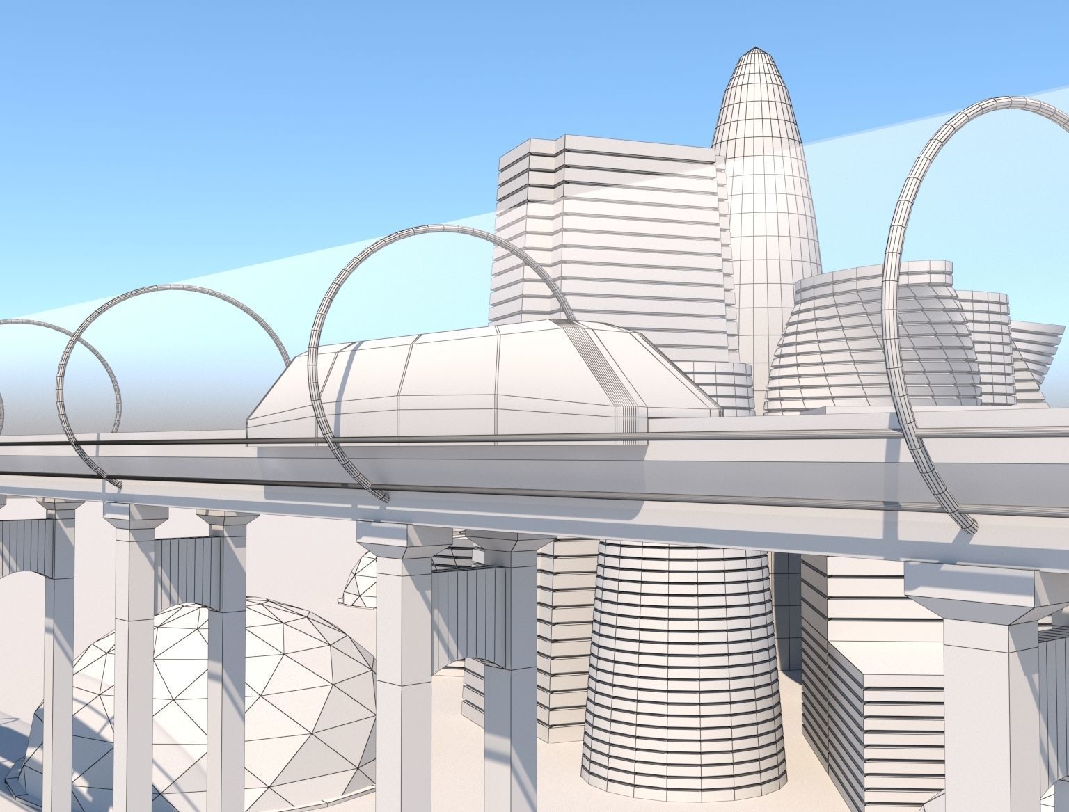 Futuristic City Royalty Free 3D model_5